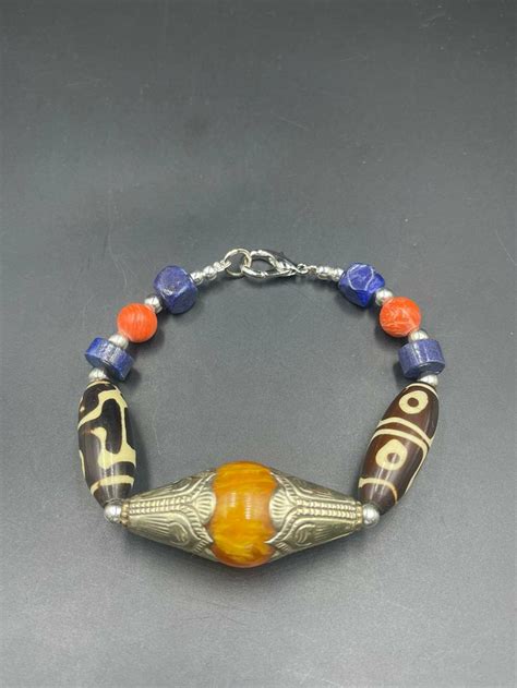 Tibetan Handmade Beaded Bracelet With Lapis Lazuli And Coral Etsy