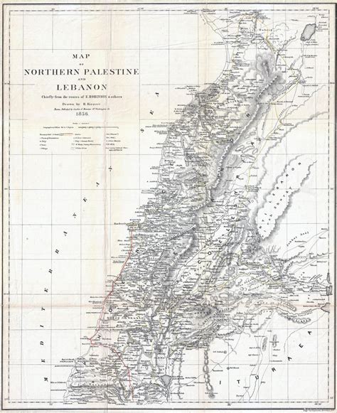 Large Detailed Old Map Of Northern Palestine And Lebanon