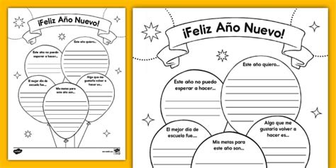 Actividad de escritura Feliz Año Nuevo Twinkl