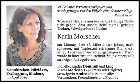 Todesanzeigen Von Karin Morscher Todesanzeigen Vorarlberger Nachrichten