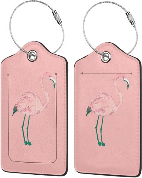 Lot De Tiquettes De Bagage Flamant Rose En Cuir Synth Tique Pour