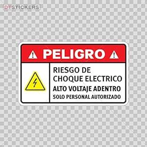 Pegatina Peligro Riesgo De Choque Electrico Alto Voltaje Adentro