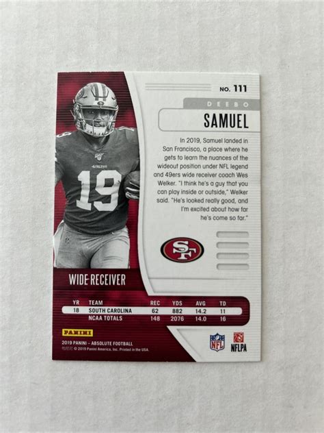 Panini Absolute Football Deebo Samuel Rc San Francisco