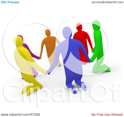 Royalty Free RF Clipart Illustration Of 3d Diverse People Kneeling