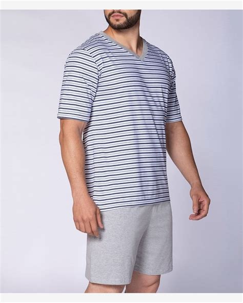 Riachuelo Pijama Curto Lupo 28021 001 Masculino Listrado Algodão T P XG