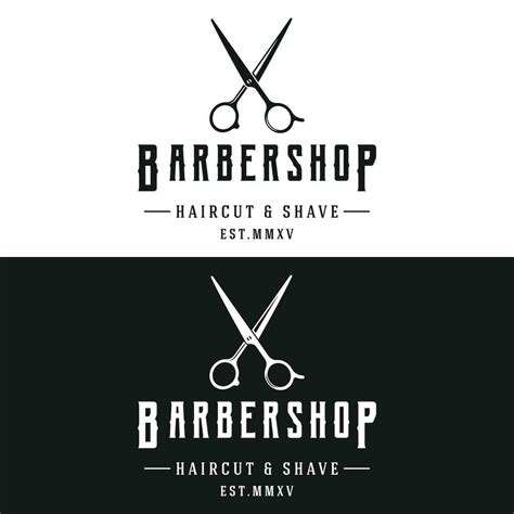 Retro Vintage Barbershop Haircut And Shave Logo Template With Haircut