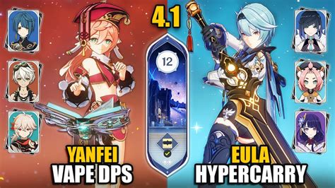 F2P Yanfei Vape DPS C0 Eula Hypercarry Team Spiral Abyss 4 1 Floor