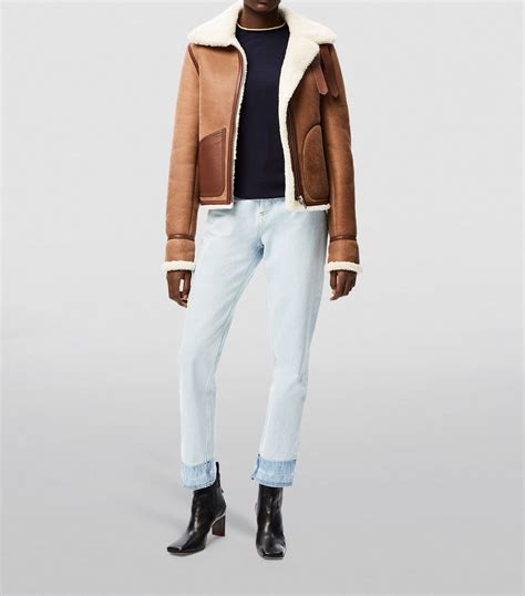 LOEWE Shearling Lined Leather Aviator Jacket Harrods US