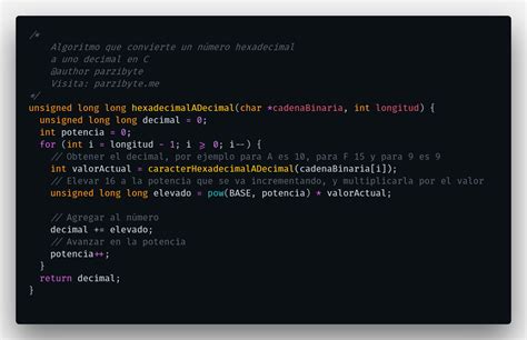 Hexadecimal A Decimal En C Parzibytes Blog