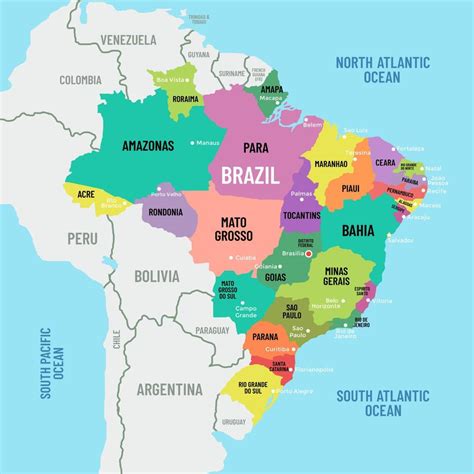 Brazil Country Map 20792483 Vector Art At Vecteezy