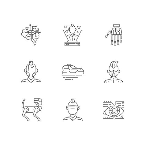 Conjunto De Iconos Lineales De Atributos De Cyberpunk Conjunto De Iconos De Cyberpunk Vector Png