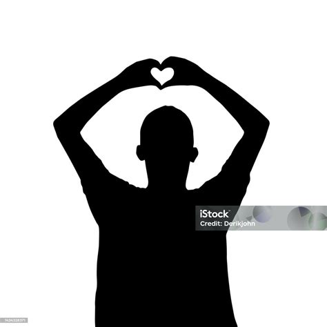 Heart Sign From Hands Silhouette Of A Person Showing Heart Vector Stock ...