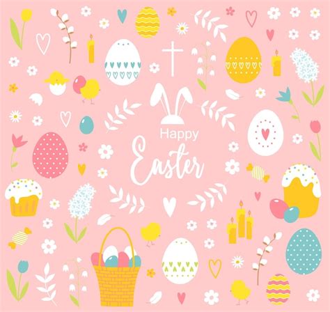 Premium Vector | Set of cute easter drawings. decorative elements for ...