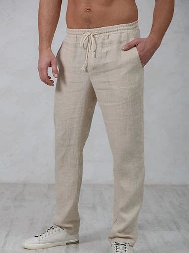 Mens Linen Pants Trousers Summer Pants Beach Pants Drawstring Elastic