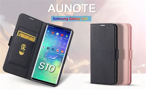 Aunote Samsung S10 Case Galaxy S10 Case Wallet Ultra Slim Flip Folio