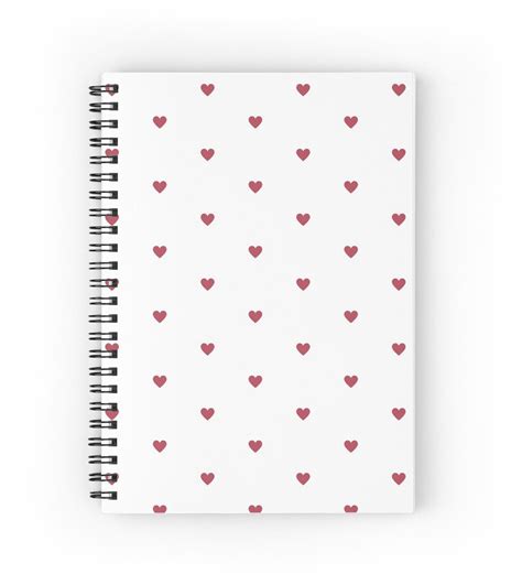 Red Heart Pattern On A White Background Journal For Sale By