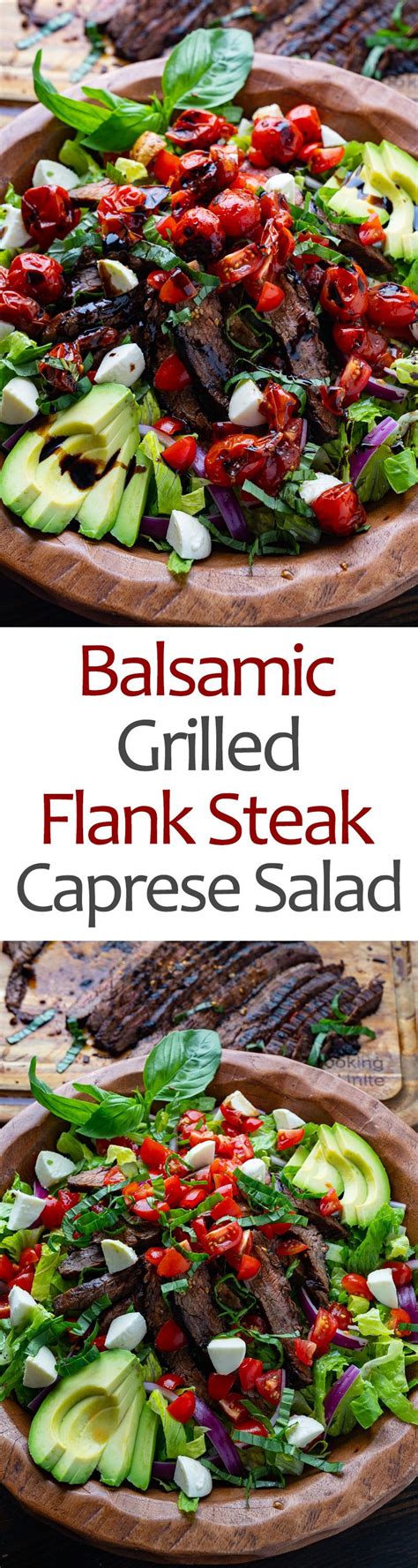 Balsamic Grilled Flank Steak Caprese Salad Recipe Flank Steak Salad