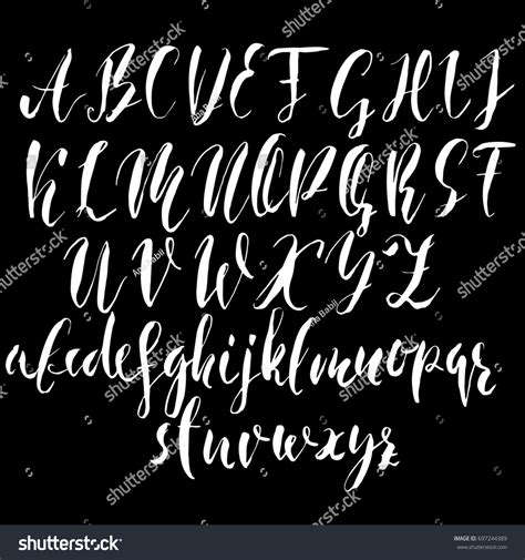 Hand Drawn Elegant Calligraphy Font Modern Royalty Free Stock Vector 697244389