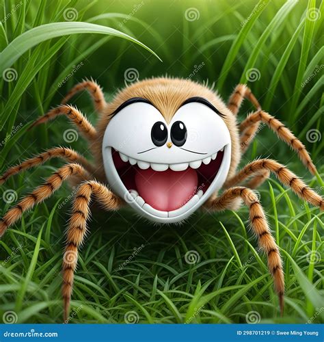 Image of Cartoon Jumping Spider Smiling Like Human Mouth Feature. Stock ...