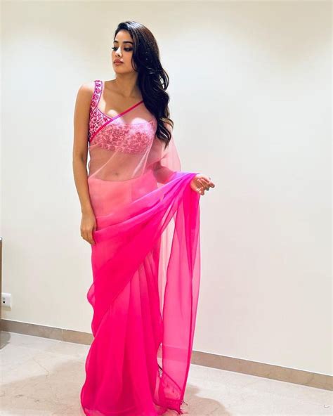 Janhvi Kapoor Is A Sight To Behold In Pink Semi Sheer Saree With Floral Blouse Check Out The