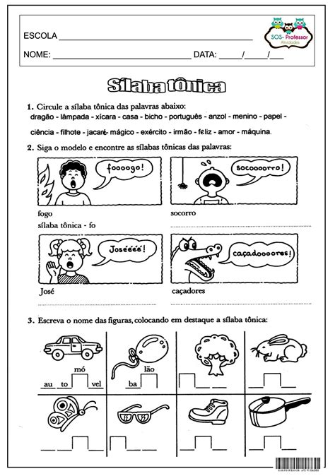 Atividades Silaba Tonica 4 Ano