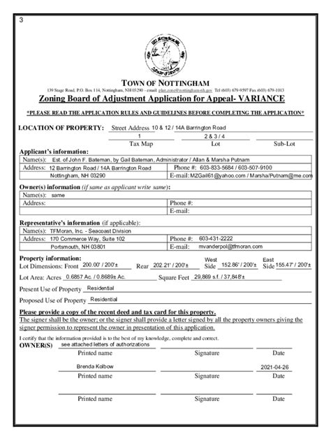 Fillable Online Zoning Board Of Adjustment Application For Appeal