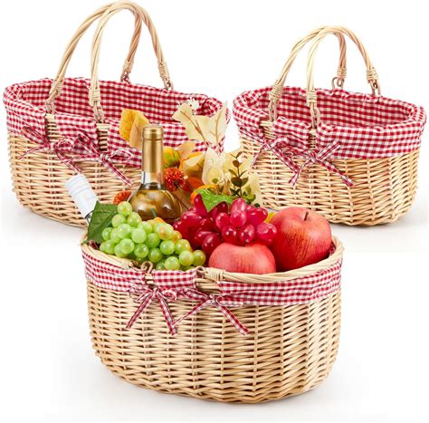 Bay Isle Home 3 Pcs Wicker Picnic Basket With Double Folding Wayfair