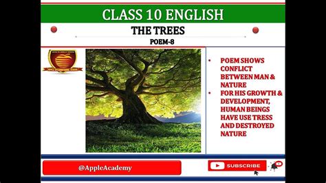 Class10 Eng Poem 08 The Trees Youtube