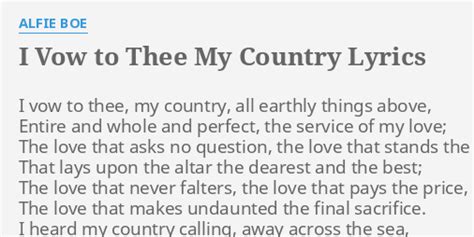 I Vow To Thee My Country Lyrics By Alfie Boe I Vow To Thee