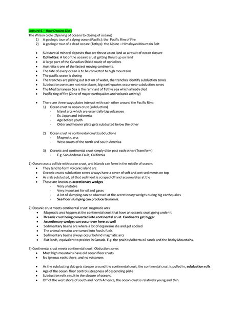 Eesa06 Lecture Module Notes Final Exam Lecture 6 How Oceans Die I