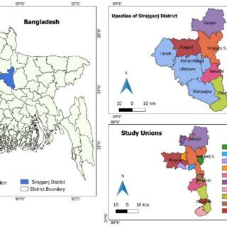 1 Study areas: Sirajganj District, study upazilas and study unions. | Download Scientific Diagram