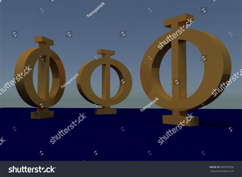 rendering greek capital phi letters stock illustration