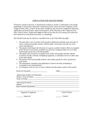 Parade Request Application Doc Template PdfFiller