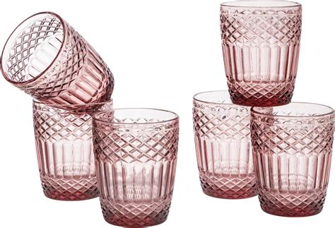 BORMIOLI ROCCO Flora Set 6 Bicchieri Da Acqua In Vetro Di Colore Rosa