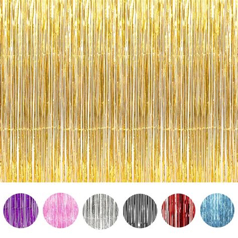 2 3Pcs Foil Fringe Curtain Door Curtain Metallic Tinsel Photo Backdrop