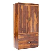 Caspian Modern Solid Wood Wardrobe Clothing Armoire With Shelves