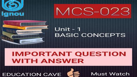 Mcs 023 Ll Unit 1 Basic Concepts Ll Important Question With Answer Ll