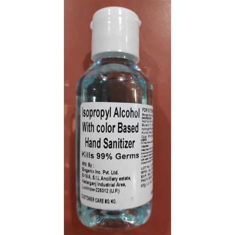 Affordable 100ml Isopropyl Alcohol With Color Based Sanitizer Suitable