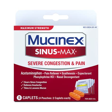 Maximum Strength Mucinex Sinus Max Severe Congestion And Pain Mucinex Usa