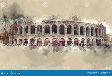 Arena Di Verona Icon Italy Culture Design Vector Graphic Royalty Free