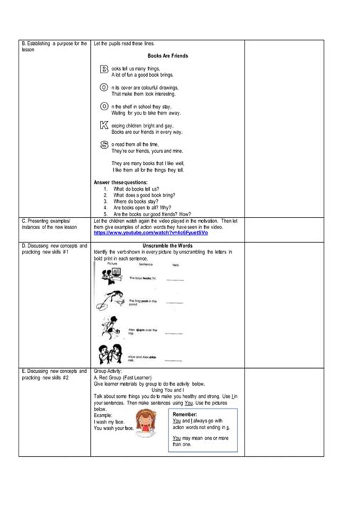 Cot Lesson Plan In English 3 Verbs Pdf