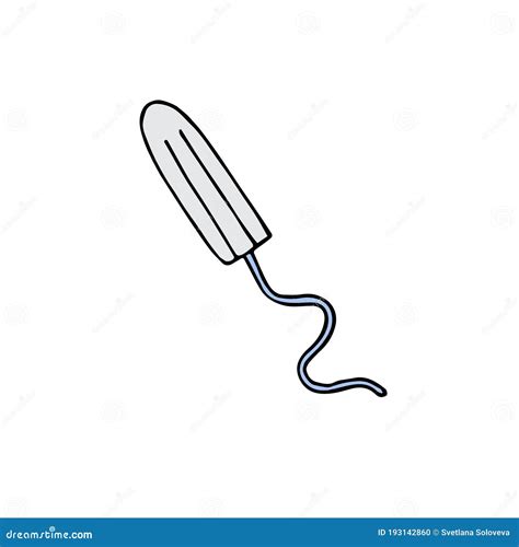 Vector Hand Drawn Colored Menstrual Tampon Stock Illustration