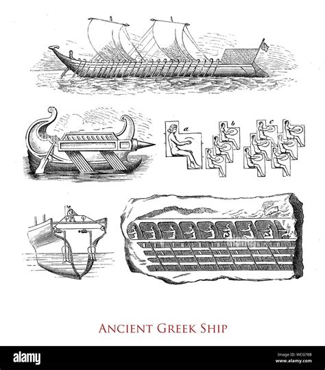 Antiquity Ancient Greek Ship A Catamaran Hull Galley With Rows Of