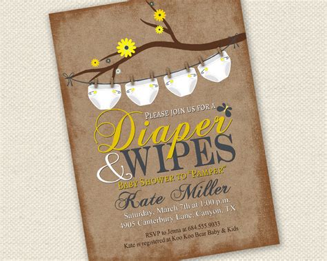 Baby Diaper Baby Shower Invitations Diaper Party Invitations