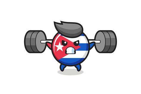 cuba flag badge mascot cartoon with a barbell 3269026 Vector Art at ...