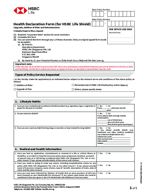 Fillable Online Hsbc Life Shield Service Request Form Fax Email Print