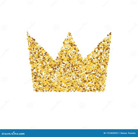 Queen`s Gold Crown With Glitter Isolated On White Background Vector