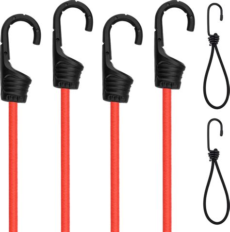 6 Pcs Heavy Duty Elastic Bungee Cords Bungees Ropes Straps With Hooks