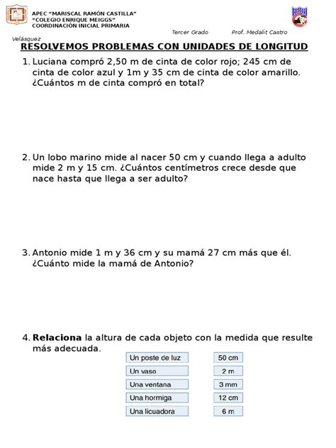 Resolvemos Problemas Con Unidades De Longitud