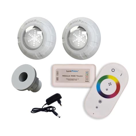 Kit Leds Rgb W Piscina Controle Fonte Nicho Fibra Em